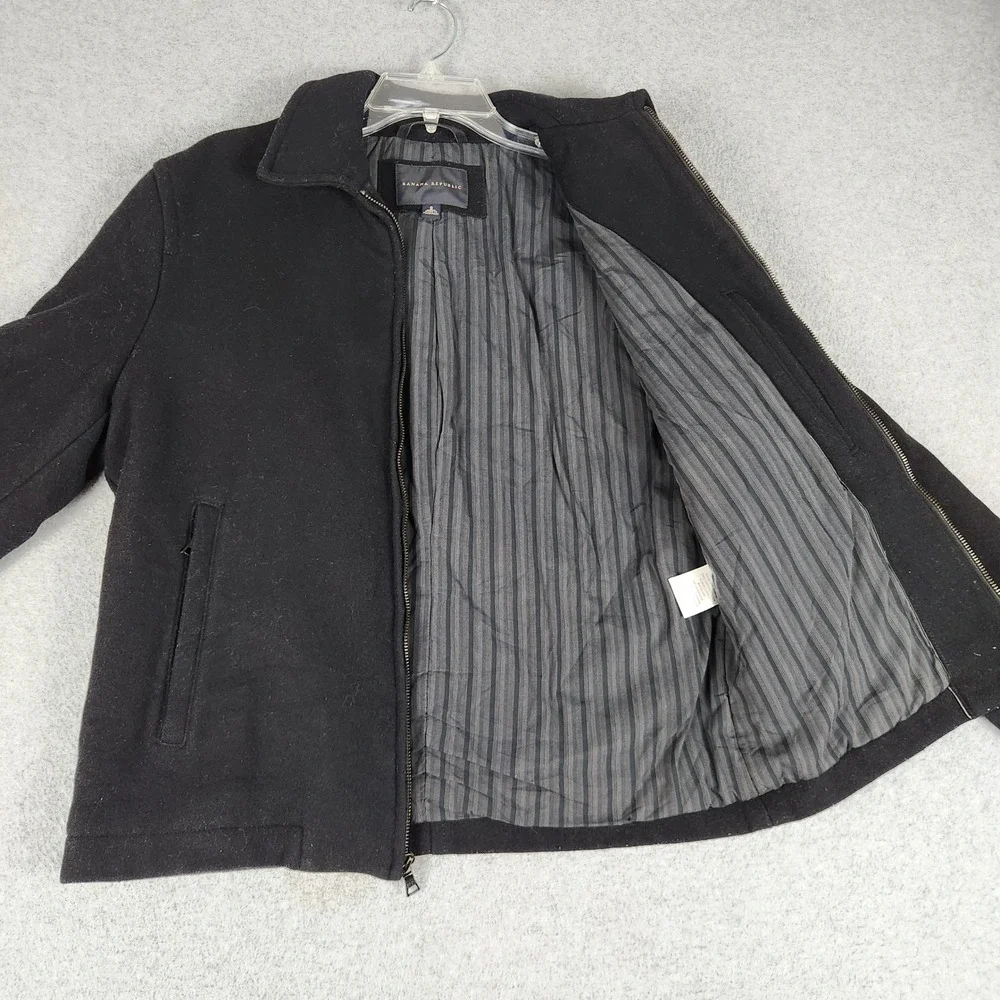 Banana Republic Jacket Mens Small Black Wool Blend Fully Lined Collared Full Zip